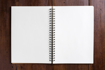 Recipe notebook on wooden background