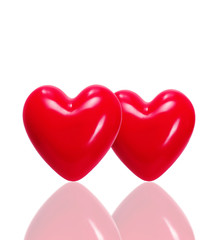 Fototapeta premium Red hearts on light background