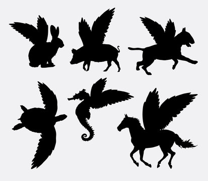 Animal with wings silhouette
