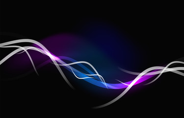 Glowing flowing waves and stars in dark space