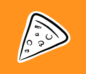 Pizza Doodle, a hand drawn vector of a slice of pizza doodle, isolated on a simple background (editable).