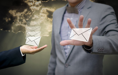 Businessman get email in hand, Communication concept