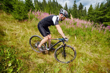 Obraz premium Mountain biker on trails