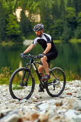 Mountain biker on trails