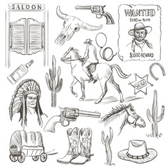 Obraz premium Hand drawn Wild West Collection