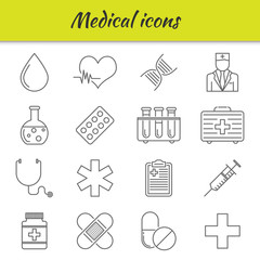 Outline icons set. Medical icon