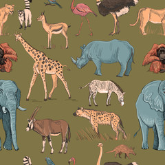 Seamless animal planet pattern