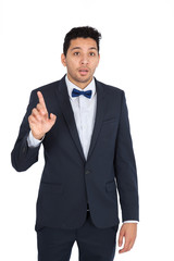 Handsome man doing different expressions in different sets of clothes: idea