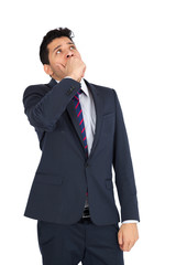 Handsome man doing different expressions in different sets of clothes: yawn