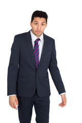 Handsome man doing different expressions in different sets of clothes: surprise