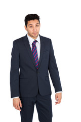 Handsome man doing different expressions in different sets of clothes: surprise