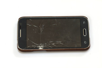 smartphone with broken screen