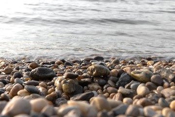 Sea polished rocks closeup