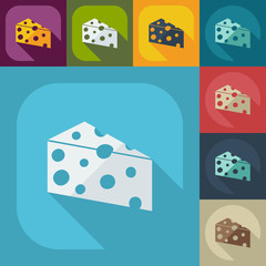 Flat modern design with shadow icons cheese