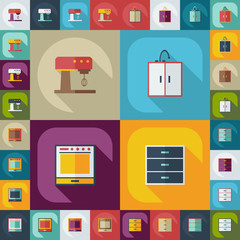 Flat concept, set modern design with shadow kitchen