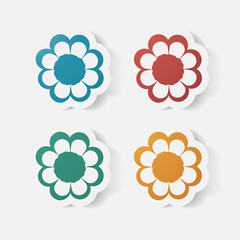 Realistic paper sticker: flowers. camomile