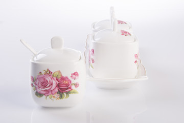 Pot, Ceramic food pot on background.