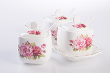 Pot, Ceramic food pot on background.