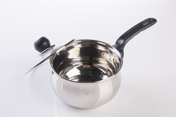 stainless steel pot on a background