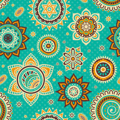 Ethnic floral seamless pattern