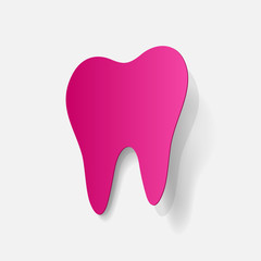realistic paper sticker: tooth