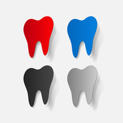 realistic paper sticker: tooth