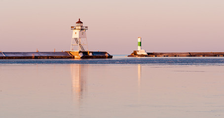 Morning Light Harbor Breakwater Lighthouse Lake Superior Minneso