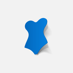 Realistic paper sticker: swimsuit