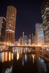 Canal Under Dearborn Street Chicago Downtown City Skykine 