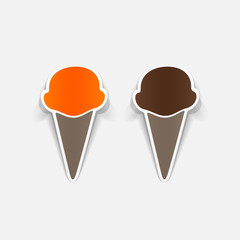 Realistic paper sticker: ice cream