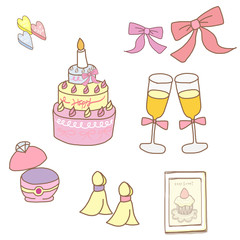 結婚式・パーティのイラストセット3