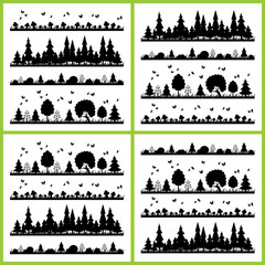 composition black forest on a white background flat style trees