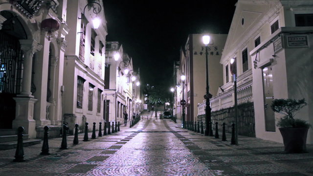 St. Lazarus Quarter district area in Macau at night