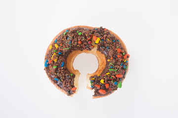 chocolate donuts on a white background