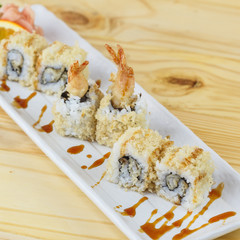 Traditional japanese food, Tempura (Shrimp) Maki Sushi