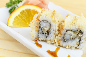 Traditional japanese food, Tempura (Shrimp) Maki Sushi