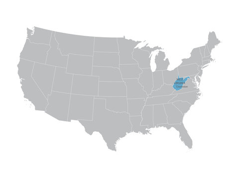 vector map of United States with indication of West Virginia