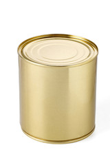 Close-up metal tin can on white background