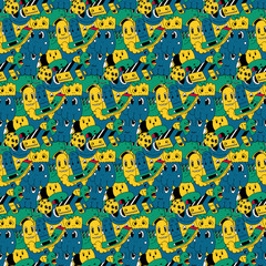 Handmade  doodles elements seamless pattern. Vector illustration