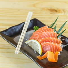 Traditional japanese food, Salmon sashimi