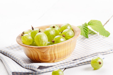 Wooden bowl with organic berries
