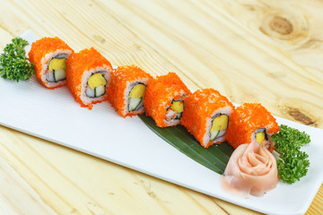 Traditional japanese food, California Maki Sushi