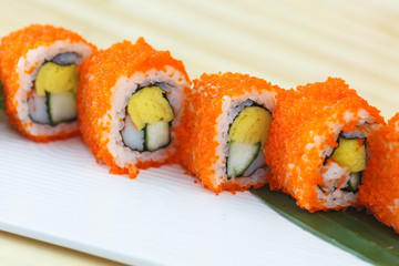 Traditional japanese food, California Maki Sushi