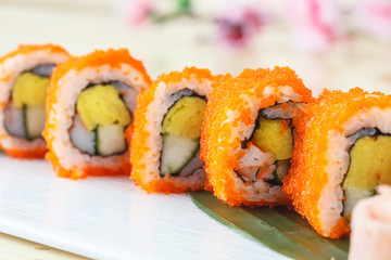 Traditional japanese food, California Maki Sushi