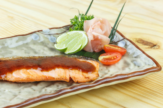 Traditional japanese food,  Snow fish grilled or Gindara Teriyak