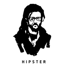 Grunge portrait of a man in hipster style. Hand ink drawing