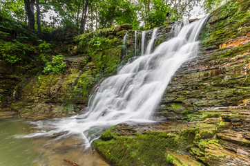 Waterfall in Iwla, Beskid Niski mountain range in Polish Carpathian Mountains