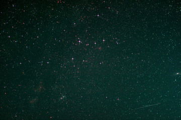 Starfield with Cassiopeia, Andromeda Galaxy Milky Way and Fallin