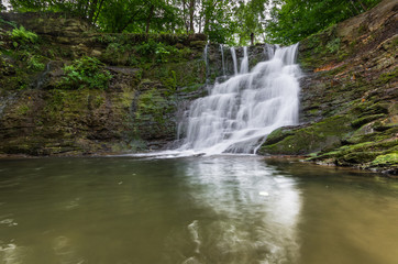 Fototapeta na wymiar Waterfall in Iwla, Beskid Niski mountain range in Polish Carpathian Mountains