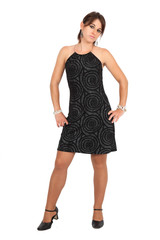 Beautiful woman doing different expressions in different sets of clothes: posing